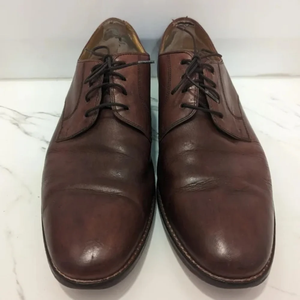 Cole Haan Men's Grand OS Brown Plain Toe Lace Up Oxford Dress Shoes Size 9.5 M
